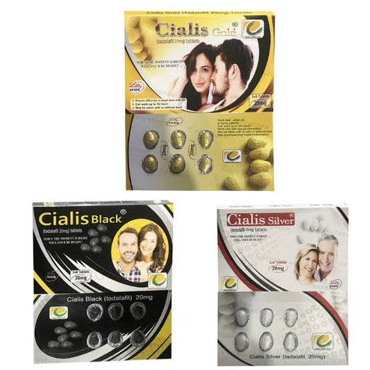 ORIGINAL PACK OF 3 CIALIS 20MG BLACK SILVER GOLD