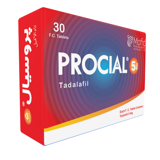 ORIGINAL PROCIAL 5MG TADALAFIL TIMING TABLETS 30 TABLETS PACK MADE IN IRAN