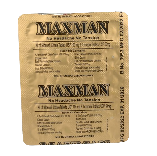 MAXMAN SEX TABLETS NO HEADACHE NO PAIN 10+10 TABLETS